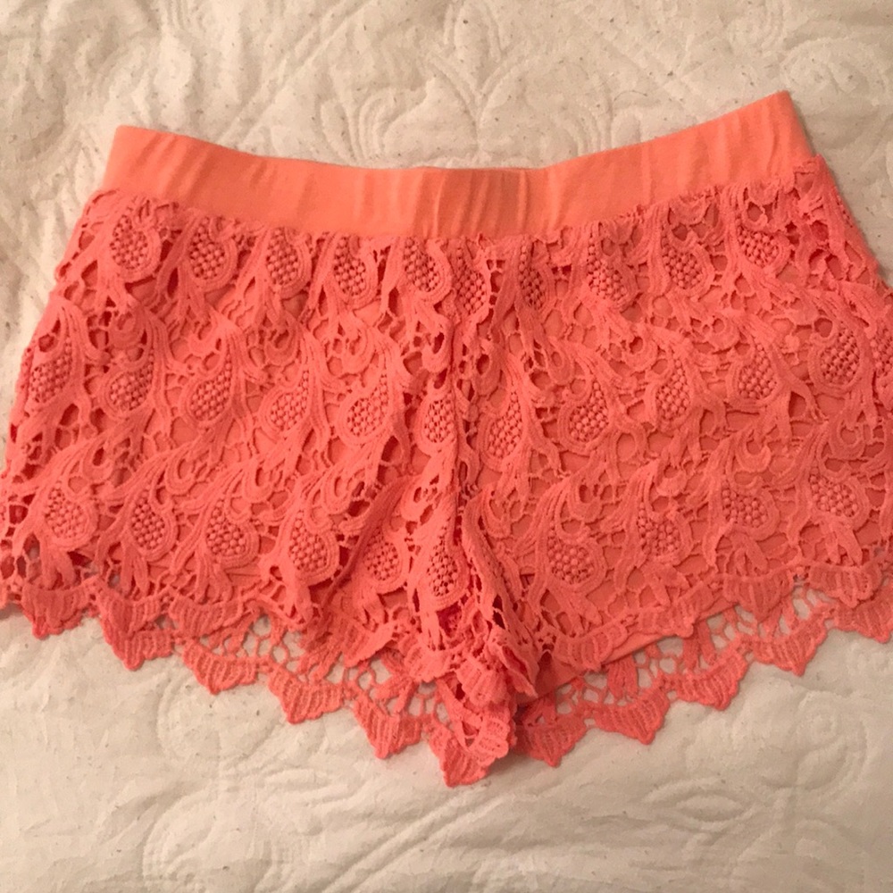 Coral lace shinestar large shorts